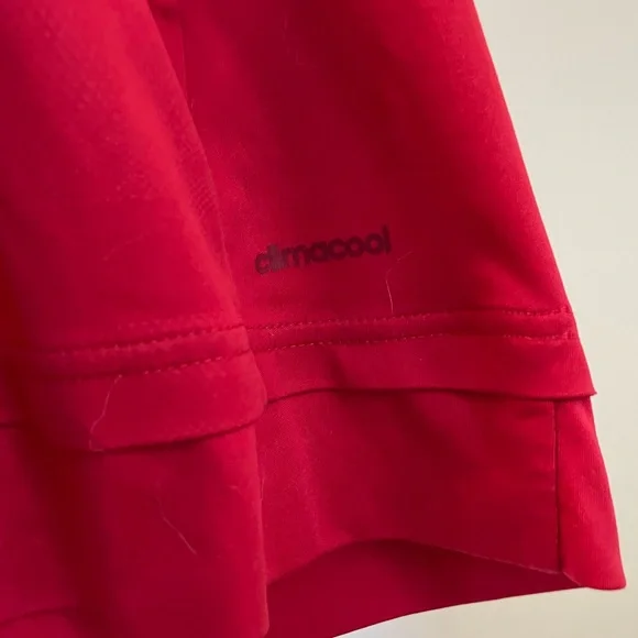 adidas | Red Jersey | V-neck, White Stripes - Picture 6 of 7